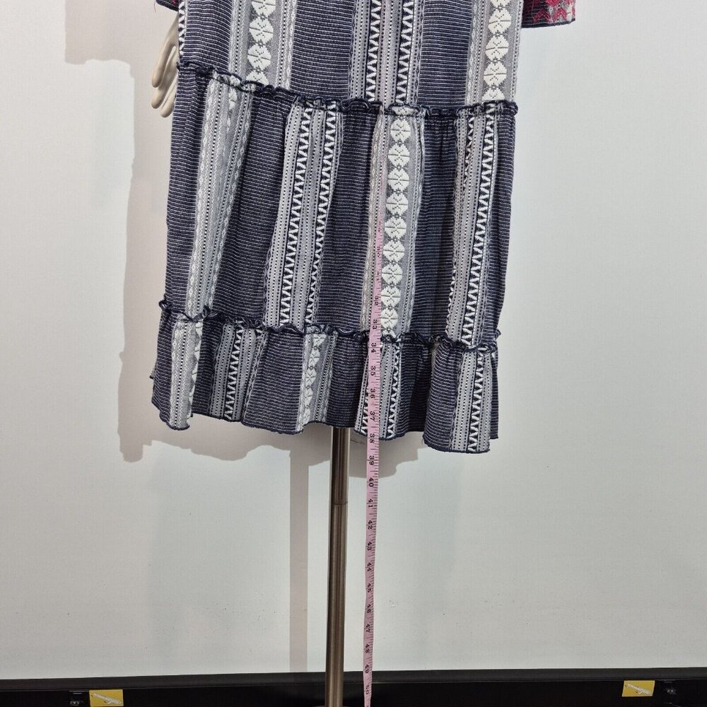 John Mark Women's Dress Size L Floral Embroidered Blue White Pink Stripe (29) - Picture 4 of 11